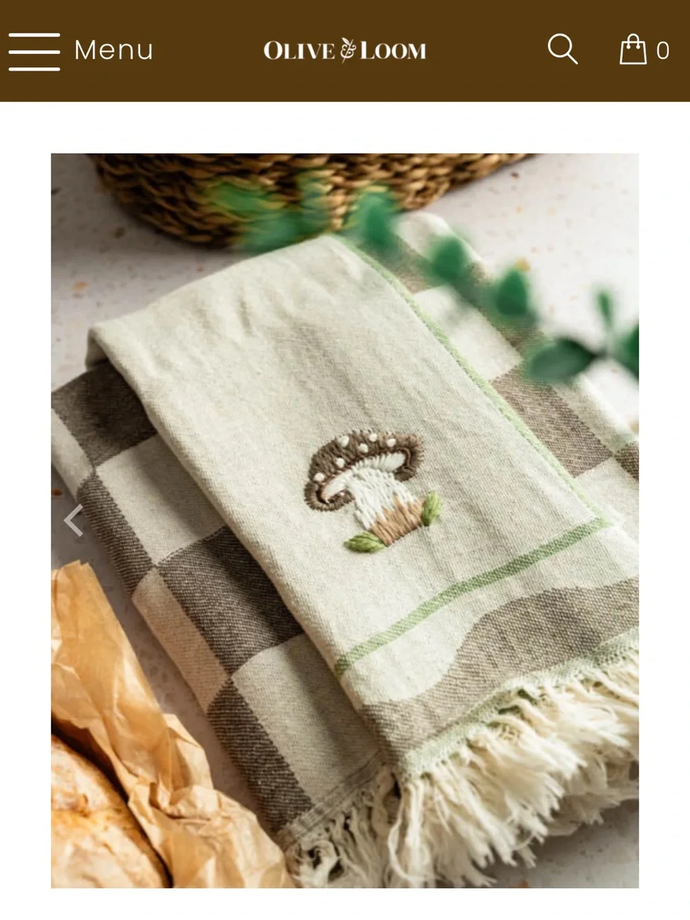 Olive & Loom MUSHROOM HAND-STITCHED TEA TOWEL SET